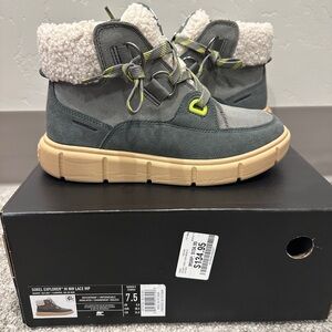 Sorel Women’s Explorer™ lII NW Lace Sherpa Boots Quarry, Sea Salt 7.5